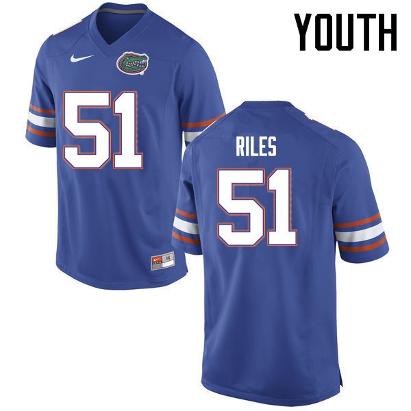 Florida Gators Youth #51 Antonio Riles College Football Jersey Blue